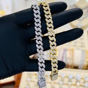 8mm Moissanite Iced Out Cuban Bracelet